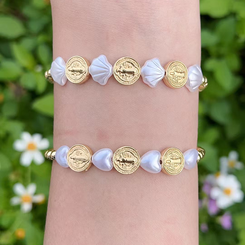 Pulsera De Medalla De Cobre Bañada En Oro