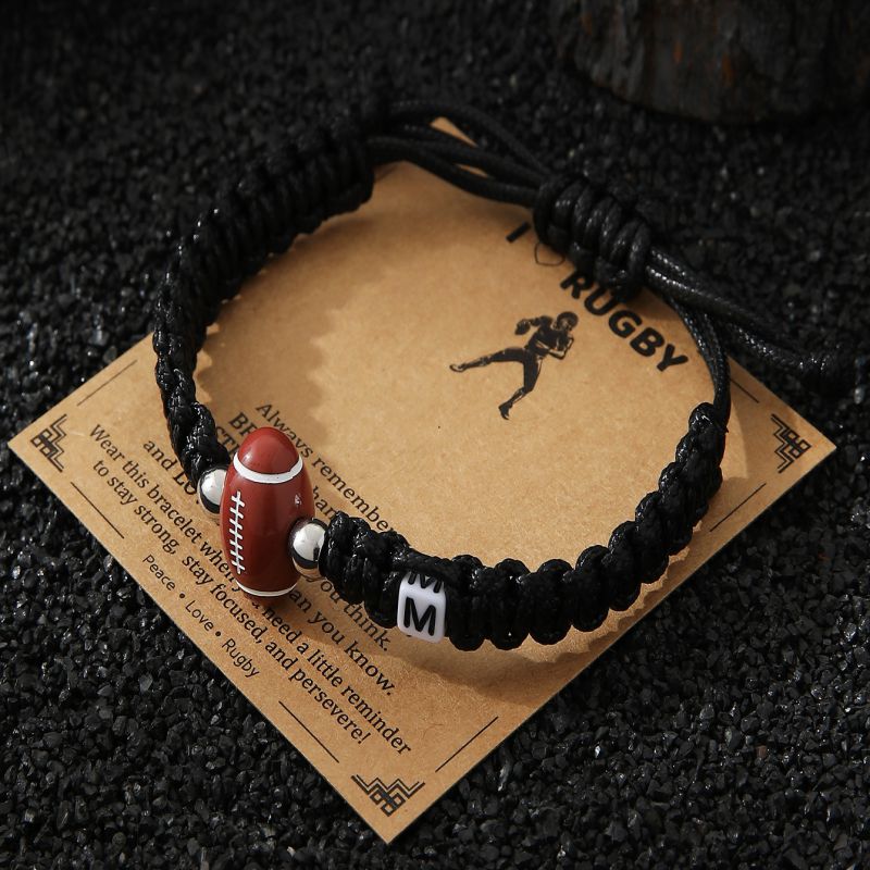 Pulsera De Rugby Trenzada De 26 Letras Para Hombre