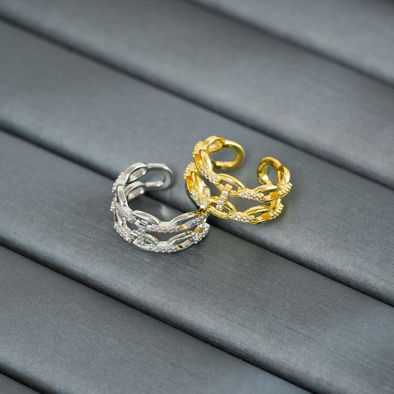 Anillo Doble De Cobre Y Diamantes