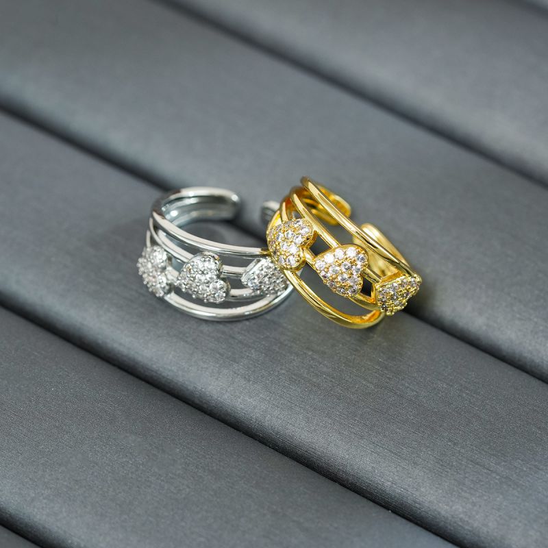 Anillo De Corazón De Diamantes De Cobre