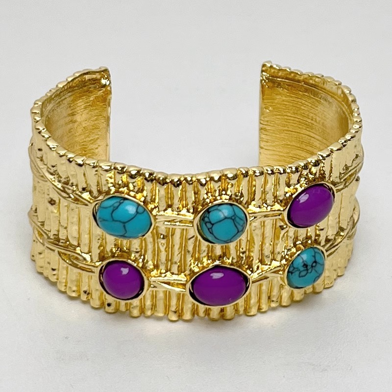 Pulsera Redonda De Metal Turquesa