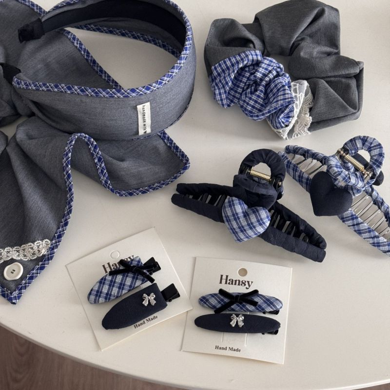 Diadema De Ala Ancha Con Parches De Encaje Y Cuadros De Tela