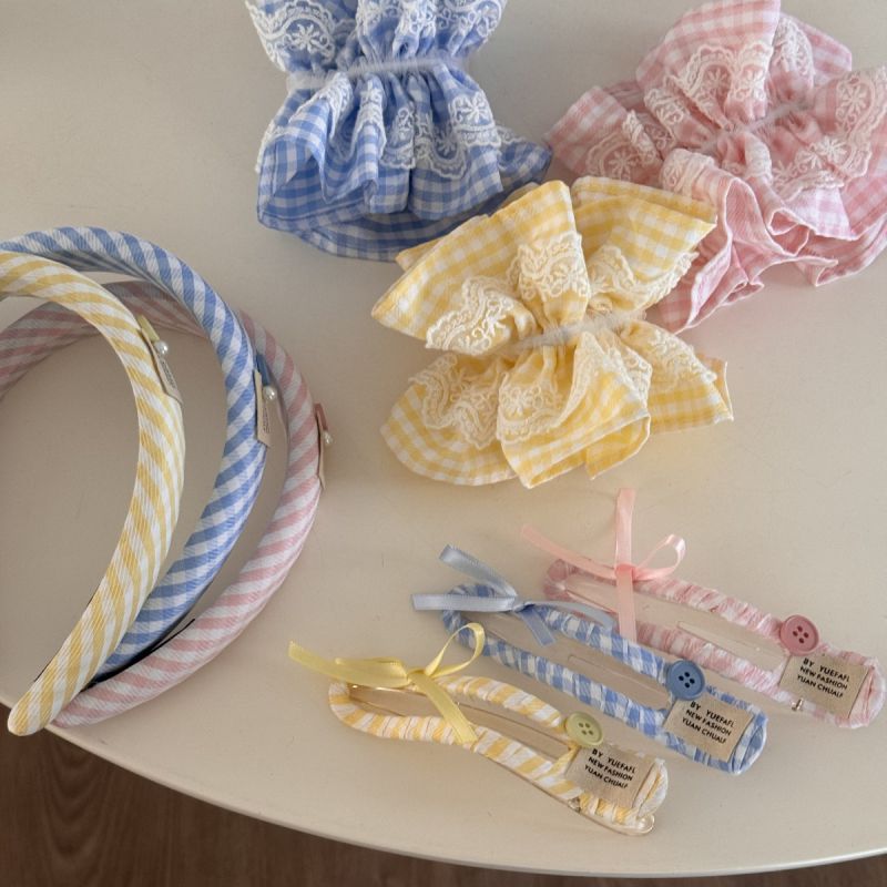 Diadema De Tela A Cuadros Con Ala Ancha