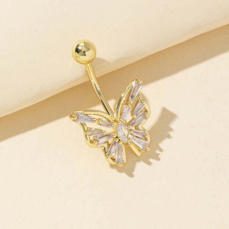 Piercing Para Ombligo De Mariposa Con Diamantes De Acero Inoxidable