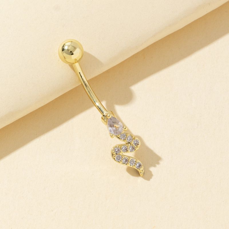 Piercing Para El Ombligo Con Forma De Serpiente De Diamante De Aleación