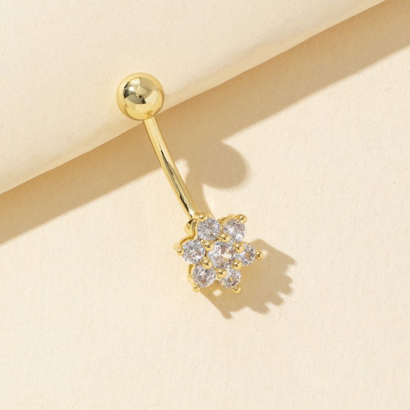 Perforación De Acero Inoxidable Con Forma De Flor De Diamante Para El Ombligo.