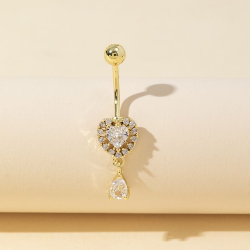 Piercing Para El Ombligo En Forma De Corazón De Diamante De Acero Inoxidable