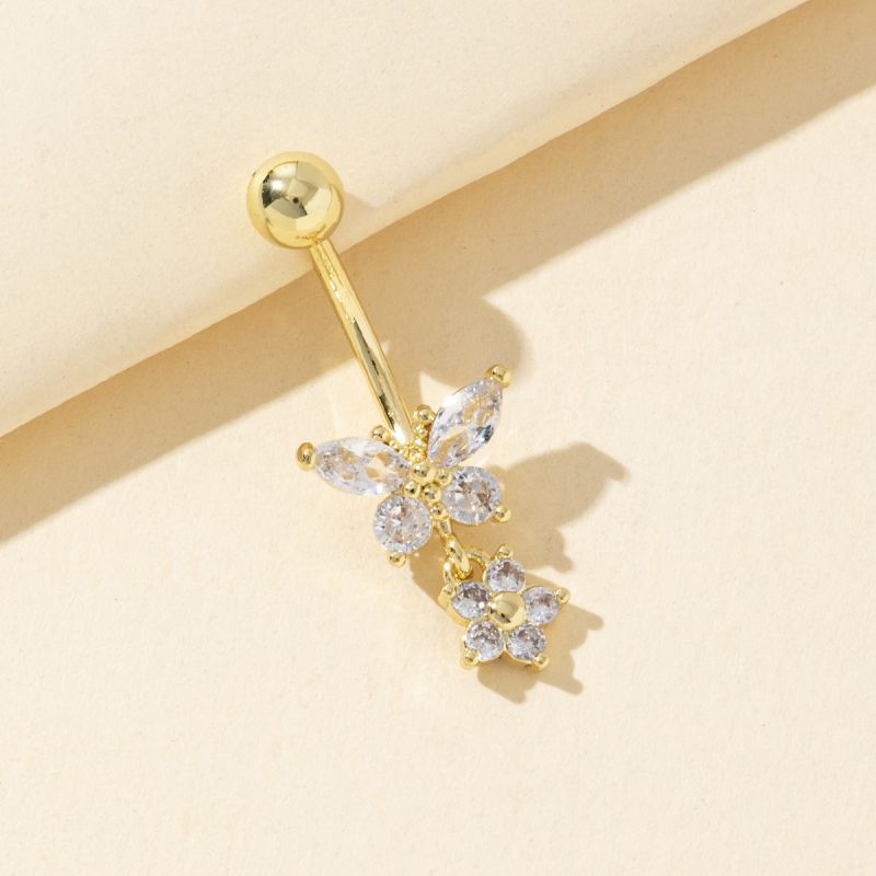 Piercing De Ombligo Con Forma De Mariposa De Diamante De Cobre