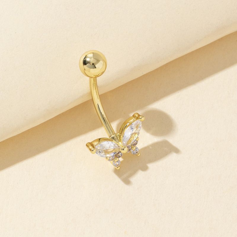 Piercing Para Ombligo De Mariposa Con Diamantes De Acero Inoxidable