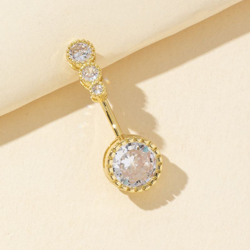 Piercing Para El Ombligo Con Forma De Diamante Redondo De Cobre