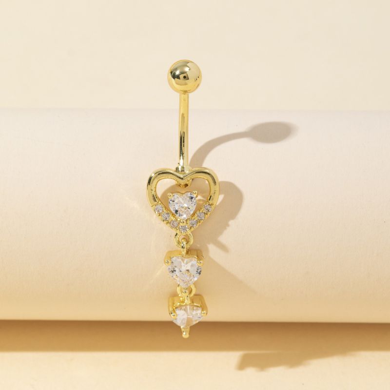 Piercing Para El Ombligo En Forma De Corazón De Diamante De Acero Inoxidable