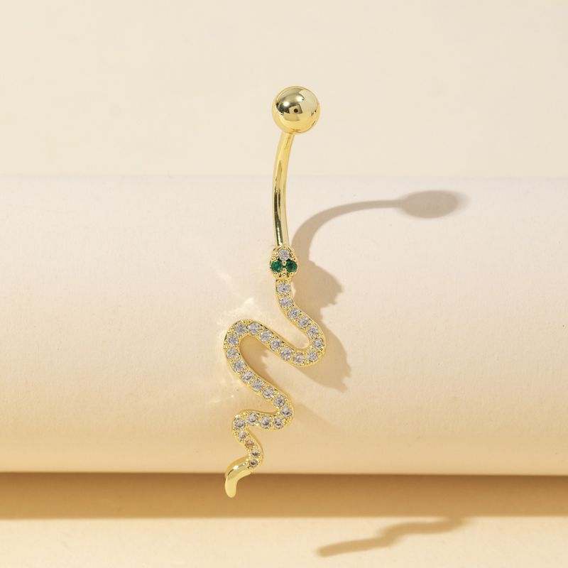 Clavo Para El Ombligo En Forma De Serpiente De Diamante De Acero Inoxidable