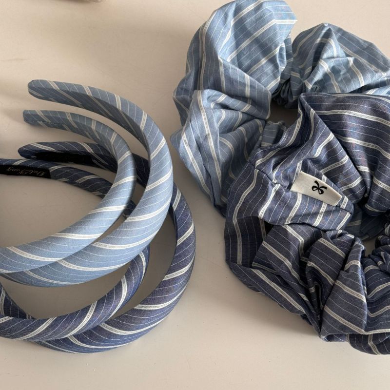 Diadema De Tela Con Rayas De Ala Ancha
