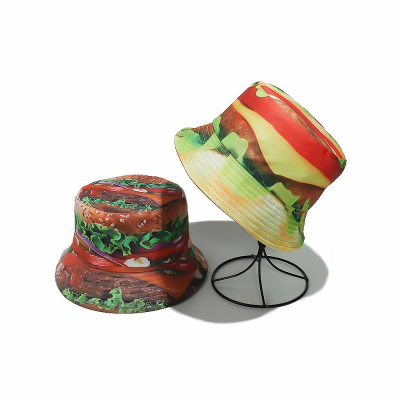 Sombrero De Pescador De Poliéster Con Estampado De Hamburguesas