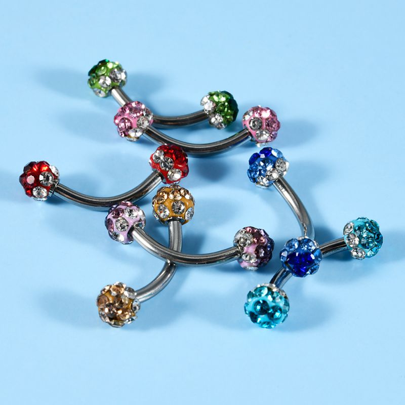 Uña Para Piercing De Ceja Con Bola De Diamante Redonda De Acero Inoxidable (precio Por 2 Piezas)
