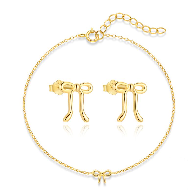 Conjunto De Pulsera Y Pendientes Con Lazo De Plata