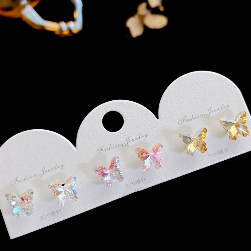 Juego De Pendientes De Mariposa De Cristal