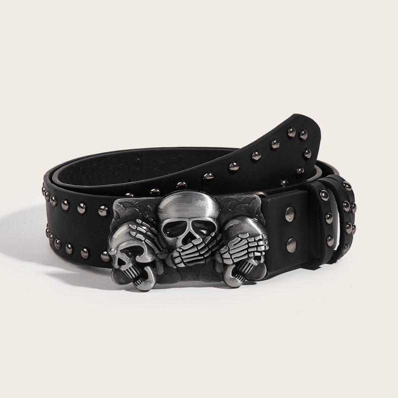 Cinturón Ancho Con Broche De Calavera