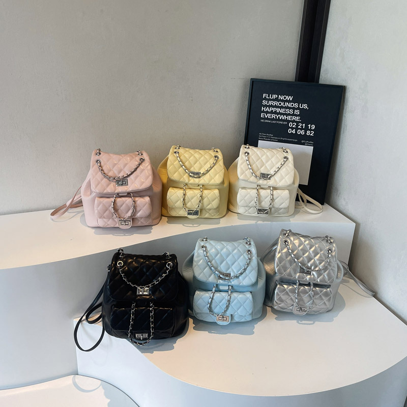 Mochila De Gran Capacidad Con Cierre De Diamante De Pu