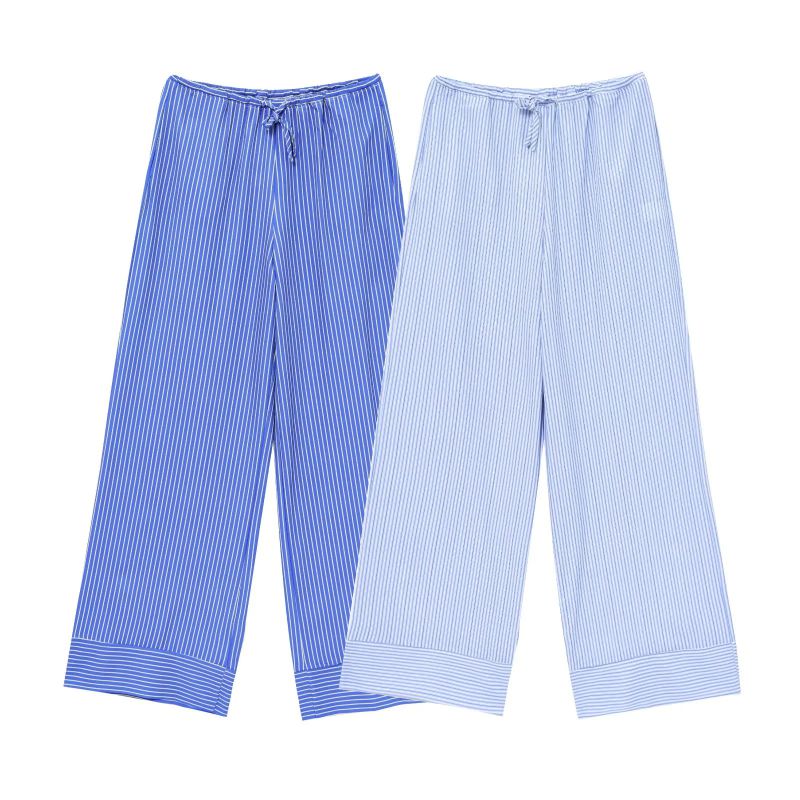 Pantalones De Poliéster A Rayas Con Cordones