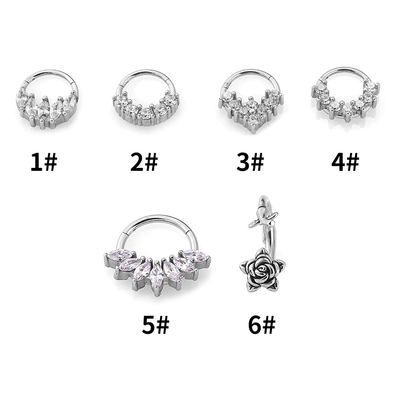 Anillo Nasal Perforado Geométrico Redondo Con Diamante De Acero Inoxidable