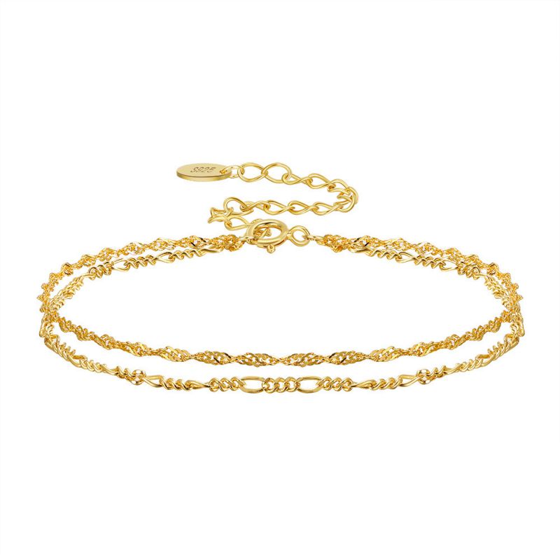 Pulsera De Cadena De Ondas De Plata