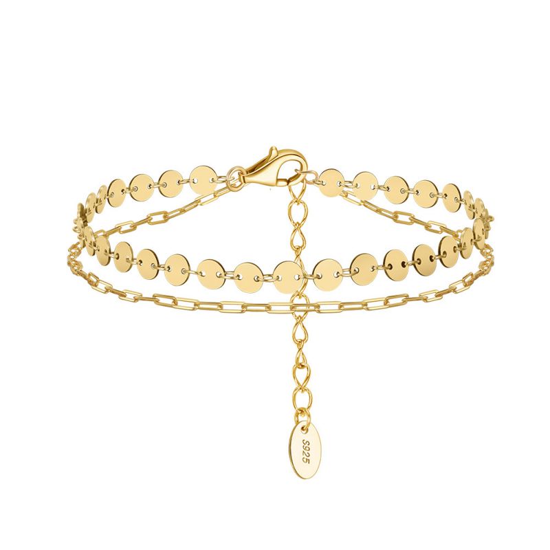 Pulsera Doble De Disco De Plata