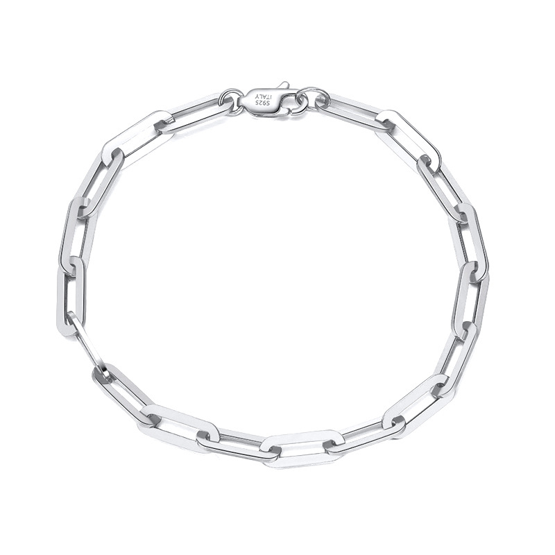 Pulsera De Cadena Geométrica De Plata