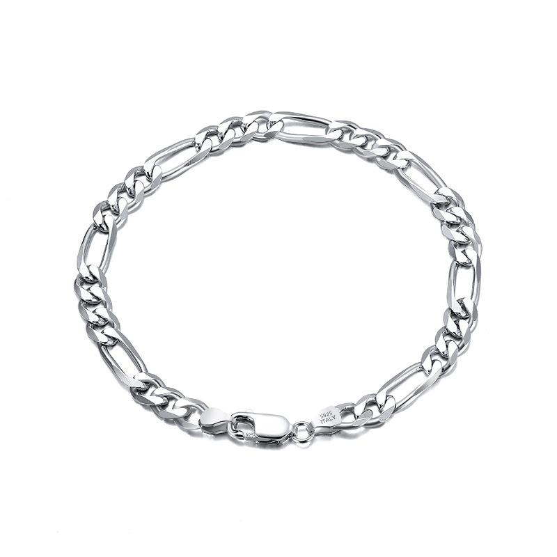 Pulsera De Cadena Geométrica De Plata