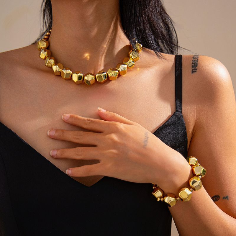 Pulsera De Cuentas Irregulares De Aleación