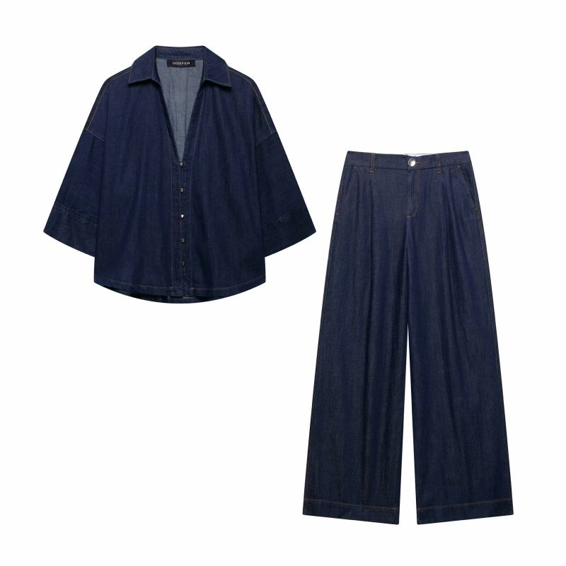 Pantalones Vaqueros Plisados De Cintura Alta