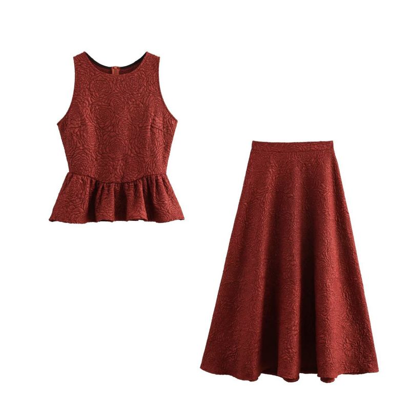 Falda De Cintura Alta De Jacquard