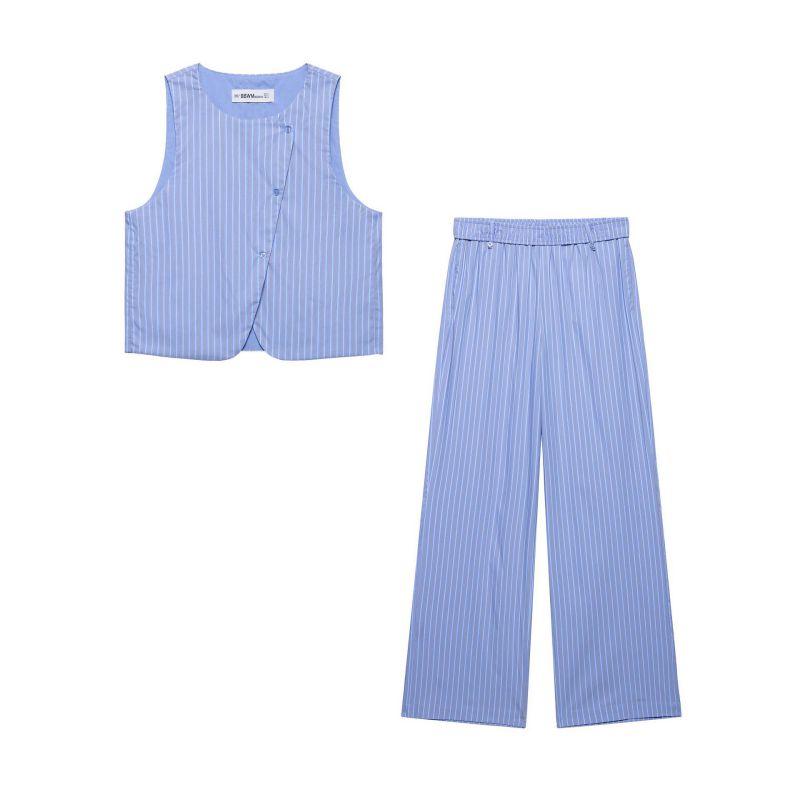 Pantalones De Tiro Medio A Rayas