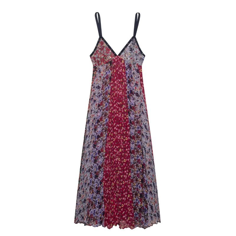 Vestido De Tirantes Con Bloques De Color Estampado