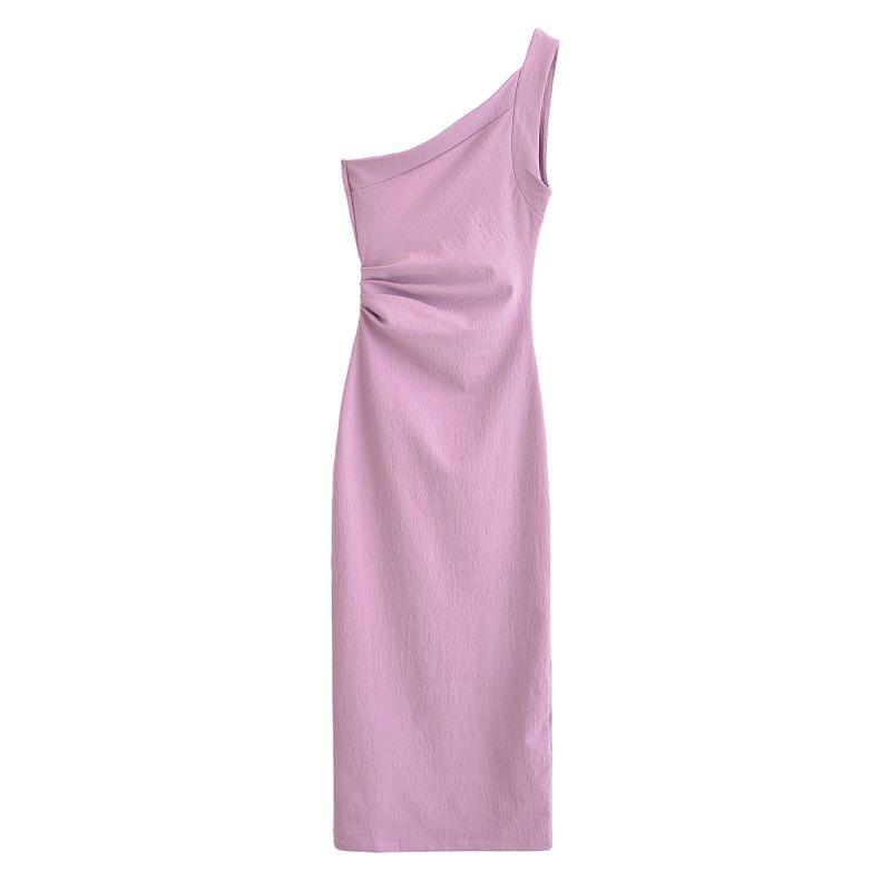 Vestido Largo Sin Mangas Con Un Hombro Al Descubierto