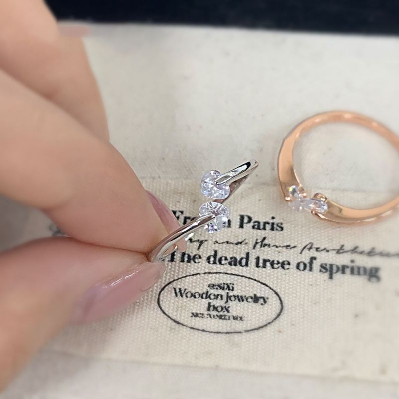 Anillo De Doble Diamante Con Forma De Corazón