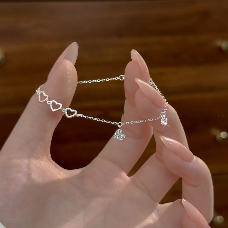 Pulsera De Corazón Hueco De Plata