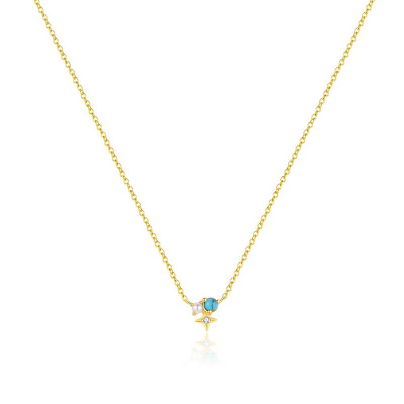 Collar Geométrico De Turquesa En Plata