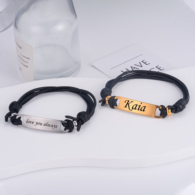 Pulsera De Cuero Curva Personalizada