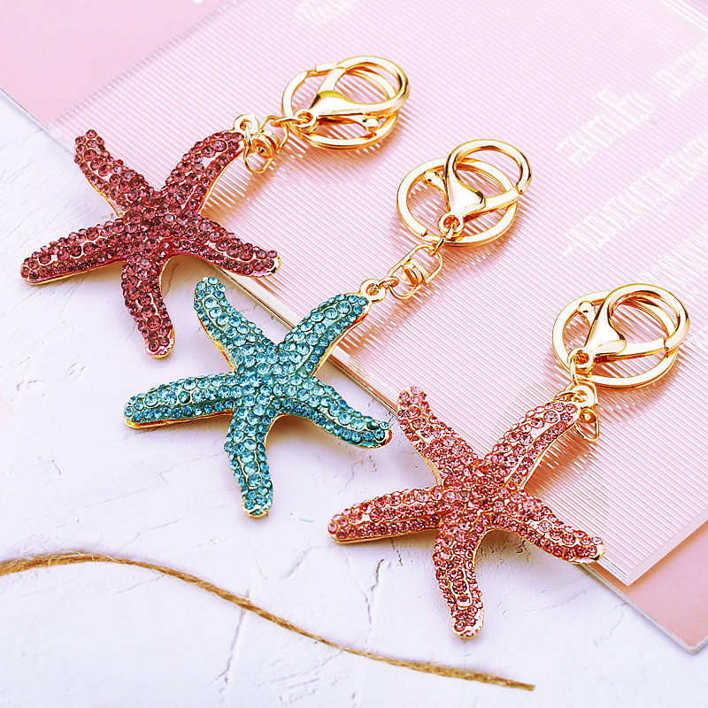 Llavero De Estrella De Mar De Diamante De Metal
