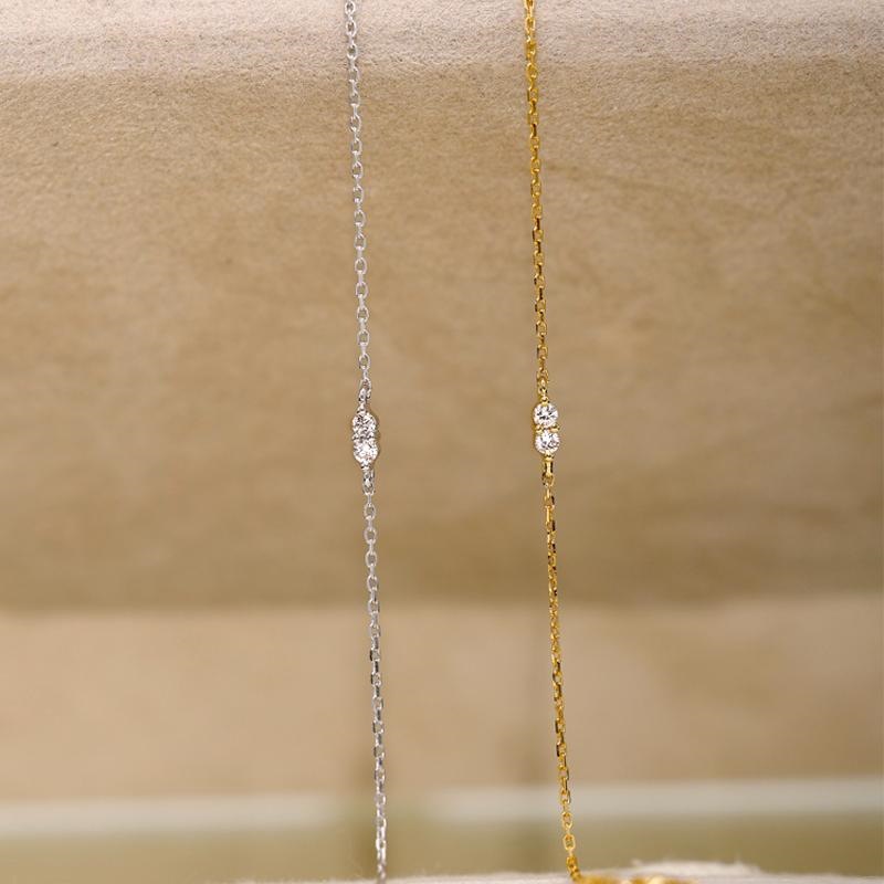 Pulsera Geométrica De Plata Con Diamantes