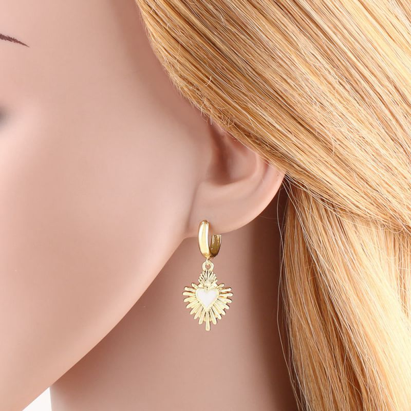 Pendientes De Aro Con Forma De Corazón De Cobre Bañados En Oro