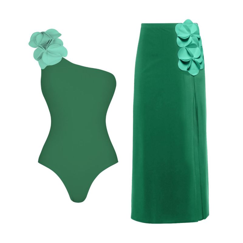 Traje De Baño De Una Pieza Con Flores De Nailon