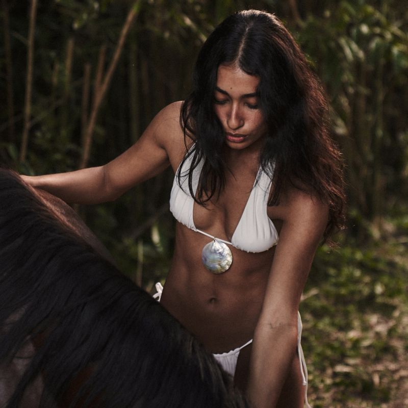 Bikini De Poliéster Con Cuello Halter