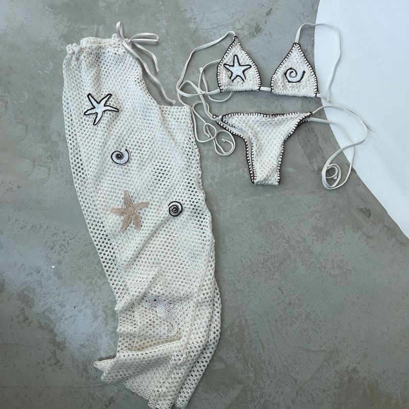 Bikini De Poliéster Con Cuello Halter