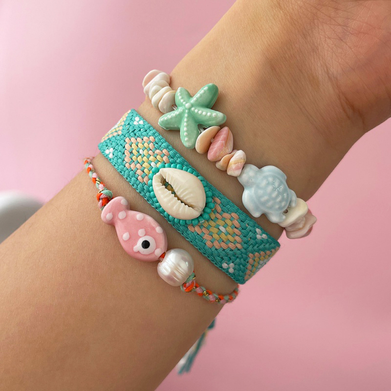 Pulsera Trenzada Con Borlas Y Perlas De Agua Dulce