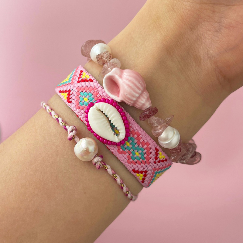 Pulsera Trenzada Con Borlas De Perlas De Agua Dulce