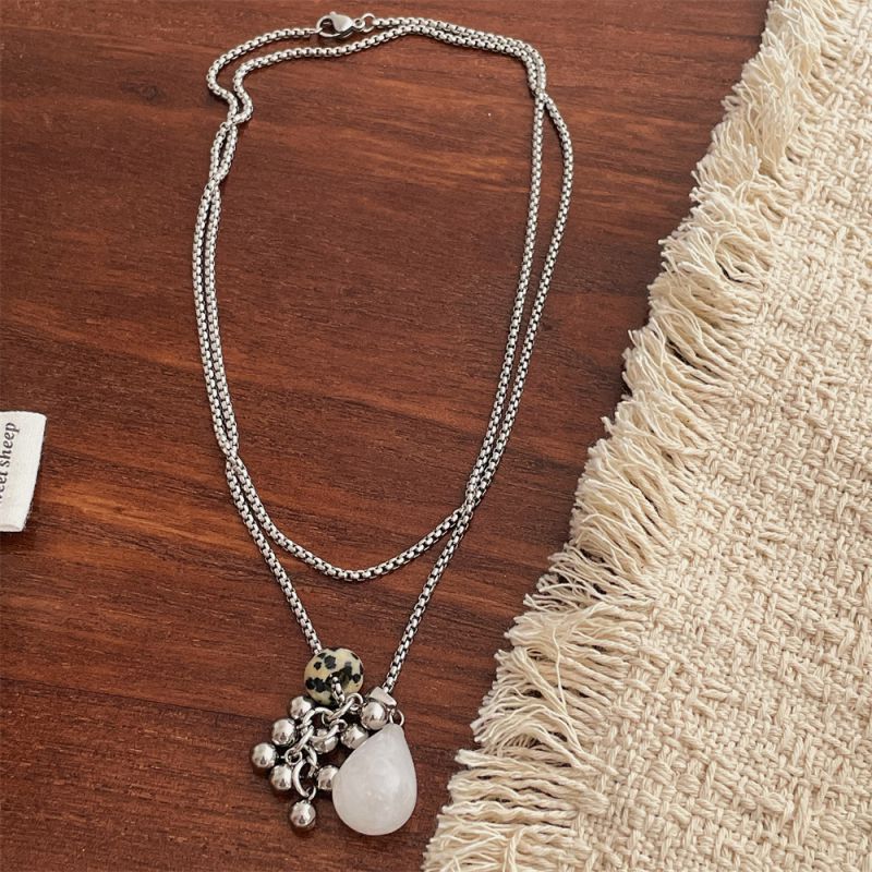 Collar De Resina De Doble Capa En Forma De Lágrima