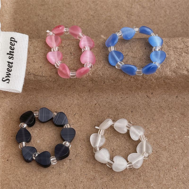 Anillo De Cuentas De Corazón