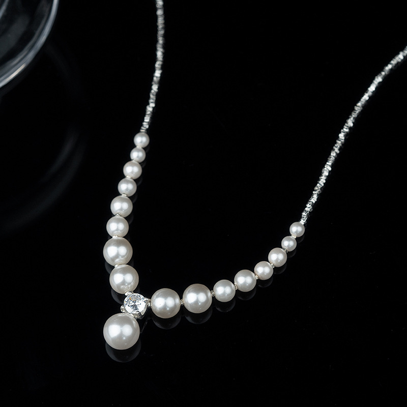 Collar De Perlas De Plata Y Diamantes